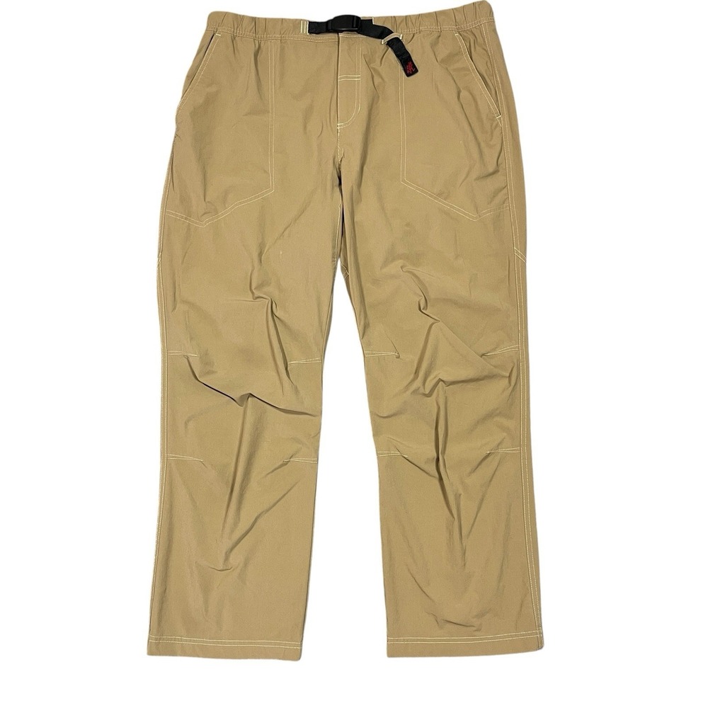 Gramicci Nylon Blend Belted Pants Mens XL Khaki Relaxed Fit Hiking Climbing